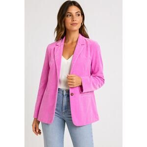 St. John's Bay Pink Velvet Cotton Vintage Inspired Chic Classic Jacket Blazer